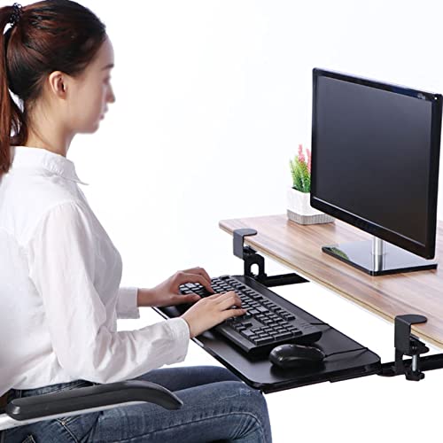 Tastaturablage mit Schublade für Tastatur und Maus, abnehmbare Klemme, natürliches Finish, 520 mm x 250 mm – ergonomische Lösung für Heimbüro und Gaming-Setup Bild 7