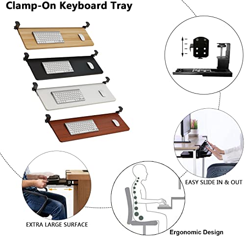 Ergonomische ausziehbare Tastaturablage unter dem Schreibtisch, platzsparende Schiebe-Maus- und Tastaturablage, schwarz, 52 x 25 cm – perfekt für Home Office & Gaming Setup Bild 4