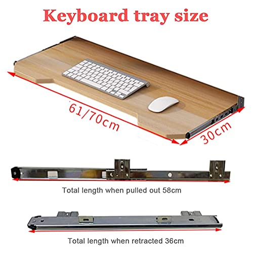 Ergonomische Untertisch-Tastaturablage, verstellbar und schiebbar, aus Holz, platzsparend für Tastatur und Maus, 70 x 30 cm, perfekt für Zuhause, Büro und Gaming, stilvolle Farbe Bild 2