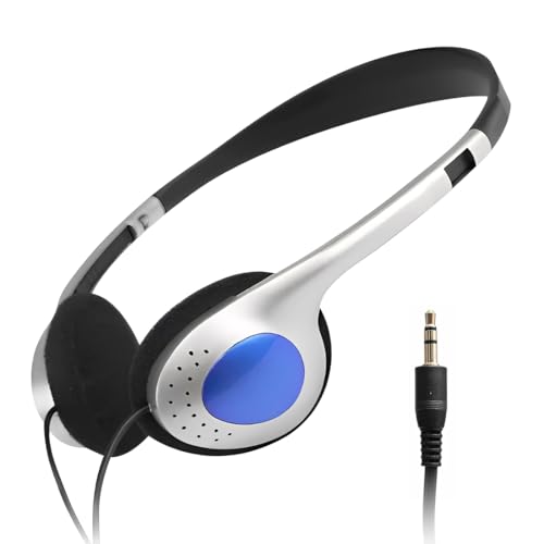 1 Stück Retro-Kopfhörer Over-Ear im 80er Design – Leichtgewicht Stereo-Kopfhörer mit Kabel für Smartphones, Inklusive Ohrpolster aus Schaum und 3,5mm Klinkenstecker,Blau Bild 5
