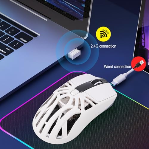VBESTLIFE Gaming-Maus, 10000 DPI, Kabellose Bluetooth-Tri-Mode-PC-Computermaus mit 6 Programmierbaren Tasten, Bunte Lichter Bild 4
