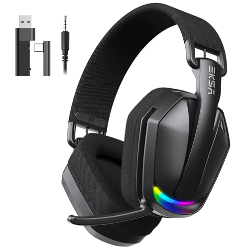EKSA 2.4GHz Wireless Gaming Headset für PS5/PS4, PC, Switch, Mac, Bluetooth 5.4 Gaming Headset mit Mikrofon,169g Ultraleicht, RGB, Typ-C, 35 Stunden Akkulaufzeit, PC Gaming Kopfhörer Bild 1