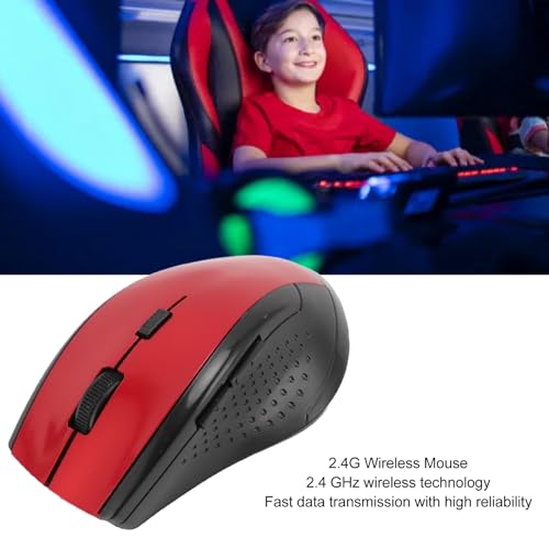 Denash 2,4-G-Funkmaus mit USB-Empfänger, Hochpräzise, kompakte Optische Maus für Laptop-Computer, Desktop-PC (Rot) Bild 2