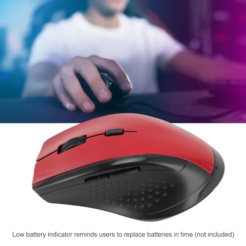 Denash 2,4-G-Funkmaus mit USB-Empfänger, Hochpräzise, kompakte Optische Maus für Laptop-Computer, Desktop-PC (Rot) Bild 3