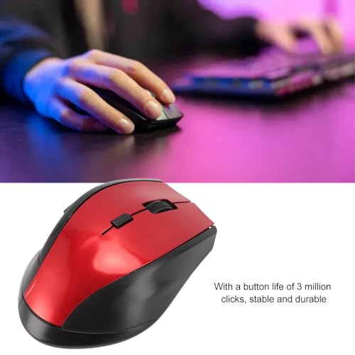 Denash 2,4-G-Funkmaus mit USB-Empfänger, Hochpräzise, kompakte Optische Maus für Laptop-Computer, Desktop-PC (Rot) Bild 4
