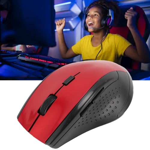 Denash 2,4-G-Funkmaus mit USB-Empfänger, Hochpräzise, kompakte Optische Maus für Laptop-Computer, Desktop-PC (Rot) Bild 5