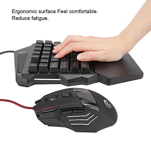 FTVOGUE J50 Gaming-Tastatur-Maus-Kombination, Einhändige Tastatur mit LED-Hintergrundbeleuchtung und 5 Einstellbaren DPI, Ergonomische Maus für PC Mac OS X, 35 Tasten, Kompaktes Design für Gamer Bild 3