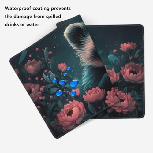 Mauspad XXL 1000x500mm, Kleiner Waschbär Mousepad XXL Mauspad Gaming Blumen Mouse Pad mit Genähten Kanten, Rutschfest Schreibtisch Unterlage Groß Desk Mat für Tastatur und Maus PC Zubehör -MP886 Bild 5