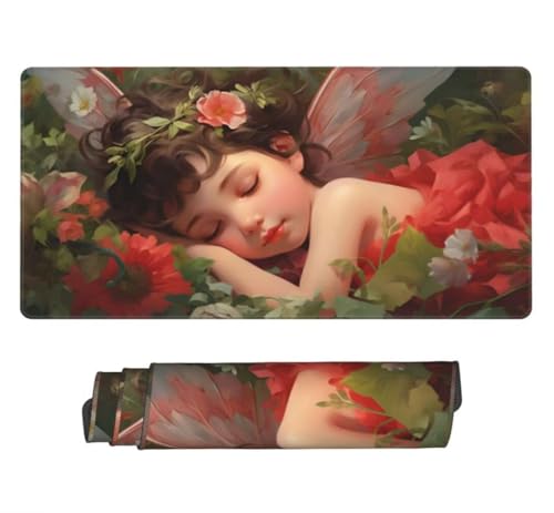 Mauspad XXL 1000x500mm, Engel Mousepad XXL Mauspad Gaming Süß Mouse Pad mit Genähten Kanten, Rutschfest und Wasserabweisend Schreibtisch Unterlage Groß Desk Mat für Tastatur, Maus, PC Zubehör -MP866 Bild 1