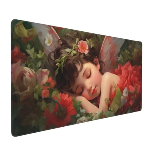 Mauspad XXL 1000x500mm, Engel Mousepad XXL Mauspad Gaming Süß Mouse Pad mit Genähten Kanten, Rutschfest und Wasserabweisend Schreibtisch Unterlage Groß Desk Mat für Tastatur, Maus, PC Zubehör -MP866 Bild 2