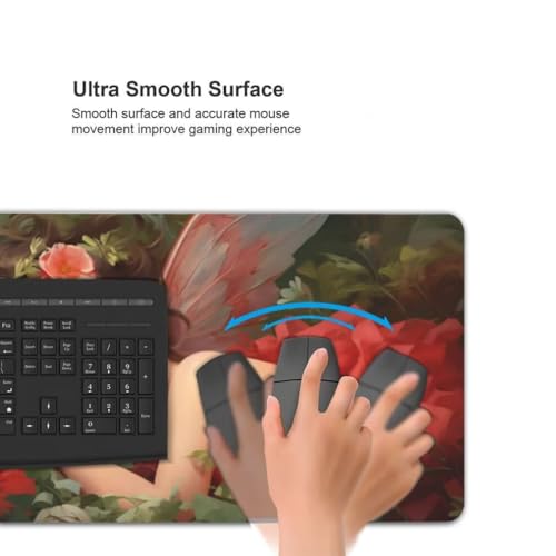 Mauspad XXL 1000x500mm, Engel Mousepad XXL Mauspad Gaming Süß Mouse Pad mit Genähten Kanten, Rutschfest und Wasserabweisend Schreibtisch Unterlage Groß Desk Mat für Tastatur, Maus, PC Zubehör -MP866 Bild 4