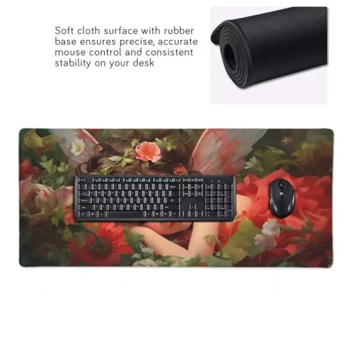 Mauspad XXL 1000x500mm, Engel Mousepad XXL Mauspad Gaming Süß Mouse Pad mit Genähten Kanten, Rutschfest und Wasserabweisend Schreibtisch Unterlage Groß Desk Mat für Tastatur, Maus, PC Zubehör -MP866 Bild 5