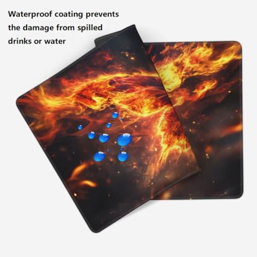 Gaming Mauspad XXL Orange, Großes Mousepad 1000 x 500 x 3 mm, Mouse Pad Groß, Schreibtischunterlage Flammenfalter Wasserdicht, Genähte Kanten Mauspads, rutschfeste Gummibasis Maus Pad -MP825 Bild 5