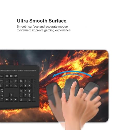 Gaming Mauspad XXL Orange, Großes Mousepad 1000 x 500 x 3 mm, Mouse Pad Groß, Schreibtischunterlage Flammenfalter Wasserdicht, Genähte Kanten Mauspads, rutschfeste Gummibasis Maus Pad -MP825 Bild 6