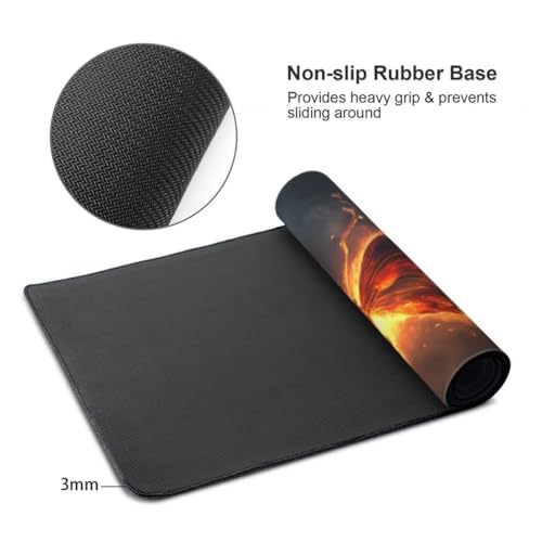 Gaming Mauspad XXL Orange, Großes Mousepad 1000 x 500 x 3 mm, Mouse Pad Groß, Schreibtischunterlage Flammenfalter Wasserdicht, Genähte Kanten Mauspads, rutschfeste Gummibasis Maus Pad -MP825 Bild 7