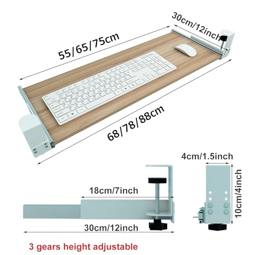 Verstellbare ergonomische Tastaturablage, ausziehbares Design für Tastaturen und Mäuse, 55/65/75 x 30 cm, Schwarz – perfekt für Home Office & Gaming Setup Bild 2
