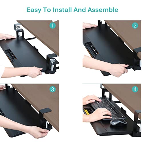 Ergonomische Tastaturablage unter dem Schreibtisch, verstellbare ausziehbare Ablage für Tastatur und Maus, schwarze Aufbewahrungslösung, platzsparendes Design für Home Office & Gaming Setup Bild 3