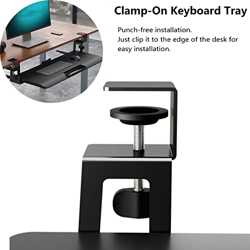 Ergonomische Tastaturablage unter dem Schreibtisch, verstellbare ausziehbare Ablage für Tastatur und Maus, schwarze Aufbewahrungslösung, platzsparendes Design für Home Office & Gaming Setup Bild 5