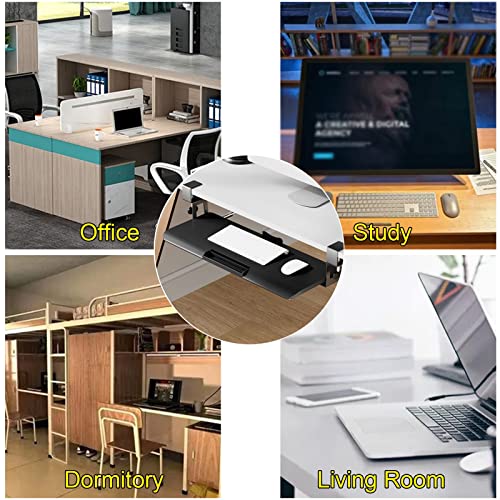 Ergonomische Tastaturablage unter dem Schreibtisch, verstellbare ausziehbare Ablage für Tastatur und Maus, schwarze Aufbewahrungslösung, platzsparendes Design für Home Office & Gaming Setup Bild 6