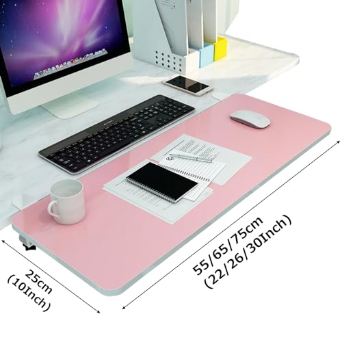 Ergonomische rosa Schreibtischverlängerung für Tastatur und Maus, 90° faltbar, volle Ellenbogenstütze, 65 x 25 cm, Computerzubehör, ideal für Heimbüro, Gaming & Studium Bild 2