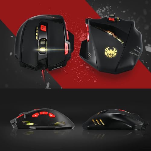 zelotes Kabelgebundene Gaming-Maus, 9200 DPI, 8 programmierbare Tasten, 8 Gewichtsblöcke, Multi-Modi-Hintergrundbeleuchtung, ergonomisches Design, optische USB-Gaming-Maus für Laptop, PC, Mac, Schwarz Bild 6