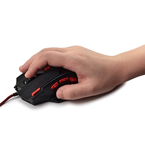 zelotes Kabelgebundene Gaming-Maus, 9200 DPI, 8 programmierbare Tasten, 8 Gewichtsblöcke, Multi-Modi-Hintergrundbeleuchtung, ergonomisches Design, optische USB-Gaming-Maus für Laptop, PC, Mac, Schwarz Bild 7