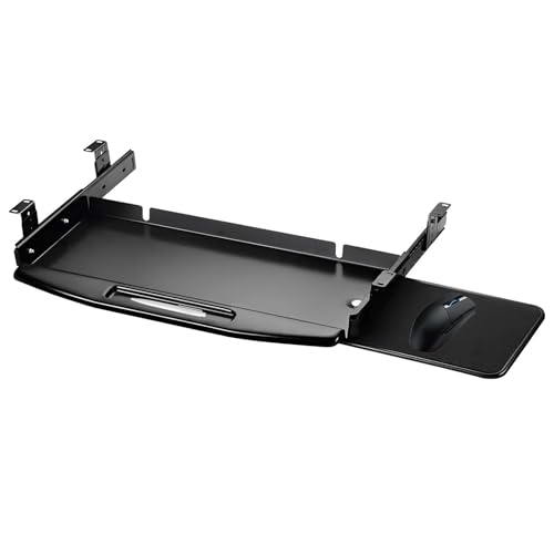 360° drehbare Maus-Plattform unter dem Schreibtisch und verschiebbare Tastaturablage, ergonomische ausziehbare Computer-Schublade, für Heimbüro und Gaming-Setup Bild 1
