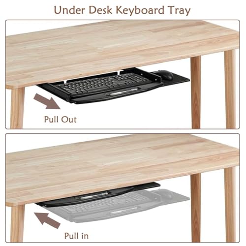 360° drehbare Maus-Plattform unter dem Schreibtisch und verschiebbare Tastaturablage, ergonomische ausziehbare Computer-Schublade, für Heimbüro und Gaming-Setup Bild 3