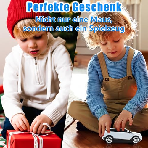 Kabellose Maus Cooler Autoform mit LED-Licht,Leise Tragbar Niedliches Lustiges Optisch Maus mit 2,4G USB Empfänger, für Computer Laptops MacBook PC, Kinder Jungen Mädchen Erwachsene Geschenk(Weiß) Bild 4