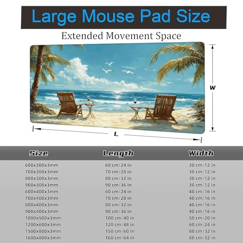 Gaming Mauspad Stuhl Mauspad XXL 120x60cm Mousepad Strand Schreibtischunterlage mit Anti Rutsch Basis Mouse Pad, Wasserdicht und Rutschfest Desk Mat für Tastatur und Maus, Laptop & PC,Geschenke YG-780 Bild 3