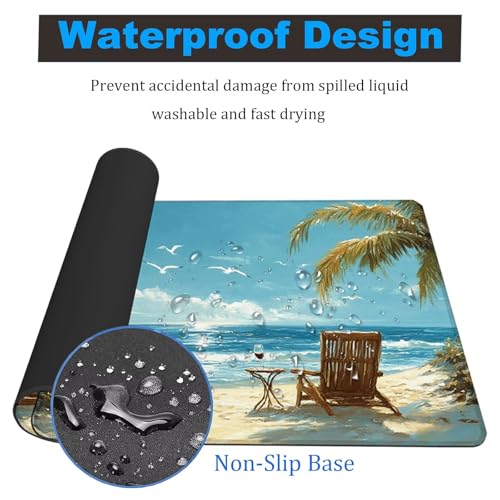 Gaming Mauspad Stuhl Mauspad XXL 120x60cm Mousepad Strand Schreibtischunterlage mit Anti Rutsch Basis Mouse Pad, Wasserdicht und Rutschfest Desk Mat für Tastatur und Maus, Laptop & PC,Geschenke YG-780 Bild 4