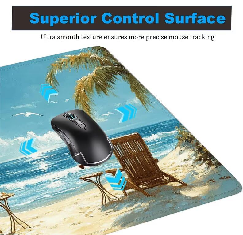 Gaming Mauspad Stuhl Mauspad XXL 120x60cm Mousepad Strand Schreibtischunterlage mit Anti Rutsch Basis Mouse Pad, Wasserdicht und Rutschfest Desk Mat für Tastatur und Maus, Laptop & PC,Geschenke YG-780 Bild 6