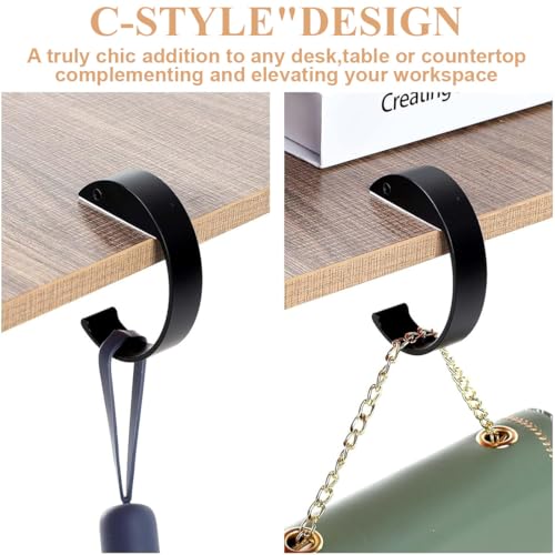 Headset Halterung, Headset Halter, Headphone Stand, Kopfhörer Halterung, 2 Stück C-Form Kopfhörerhaken für den Schreibtisch, Universal Headset Aufhänger, Platzsparendes Gaming Zubehör, Schwarz Bild 5