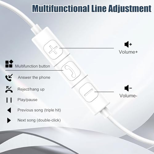 Kopfhörer mit Kabel USB C In Ear Headset mit Mikrofon HiFi Metall Ohrhörer für iPhone 17 16 15 Pro Max, Typ C Kopfhörer kompatibel mit Galaxy A17 A16 A26 A35 A54 A55 A56 S21 S22 S23 S24 S25 (Weiß) Bild 3