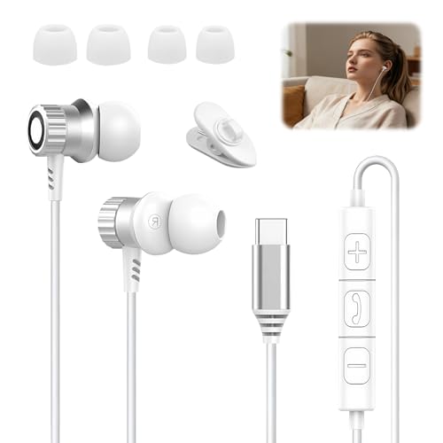Kopfhörer mit Kabel USB C In Ear Headset mit Mikrofon HiFi Metall Ohrhörer für iPhone 17 16 15 Pro Max, Typ C Kopfhörer kompatibel mit Galaxy A17 A16 A26 A35 A54 A55 A56 S21 S22 S23 S24 S25 (Weiß) Bild 7
