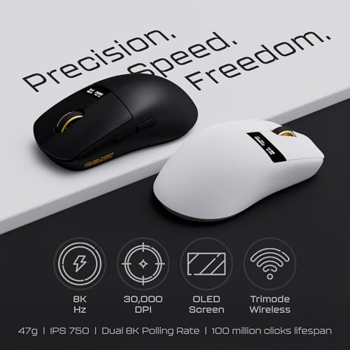 Kabellose Maus, Chilkey Glacier LW 8K L Gaming-Maus mit OLED-Bildschirm, 47 g ultraleicht, 8K Polling, maximal 30.000 DPI, optische Schalter, Tri-Mode 2.4G/USB-C/Bluetooth 5.2, unterstützt PC/Mac Bild 2