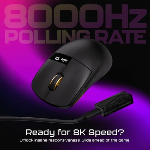 Kabellose Maus, Chilkey Glacier LW 8K L Gaming-Maus mit OLED-Bildschirm, 47 g ultraleicht, 8K Polling, maximal 30.000 DPI, optische Schalter, Tri-Mode 2.4G/USB-C/Bluetooth 5.2, unterstützt PC/Mac Bild 4