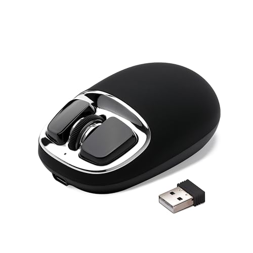 YUNZII C1 Silikon-Funkmaus,Tri-Mode 2,4 GHz/USB-C/Bluetooth Maus, 4800 DPI Optisches Abtastung, 6 Verstellstufen, anpassbare Maus für Laptop/PC/Mac/iPad (Schwarz Silber) Bild 1