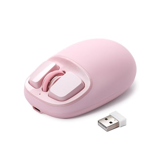 YUNZII C1 Silikon-Funkmaus,Tri-Mode 2,4 GHz/USB-C/Bluetooth Maus, 4800 DPI Optisches Abtastung, 6 Verstellstufen, anpassbare Maus für Laptop/PC/Mac/iPad (Rosa) Bild 1