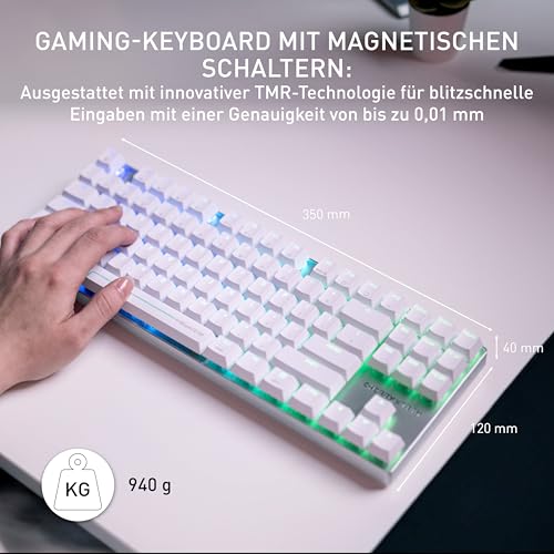 Cherry XTRFY MX 8.2 Pro TMR Wireless - Magnetisch-Mechanische TKL-Gaming-Tastatur, Anpassbare Cherry MK Crystal TMR Switches, PBT, Hot-Swap, RapidTrigger, SnapKey/SOCD, 8KHz, DE Layout QWERTZ, Weiß Bild 2