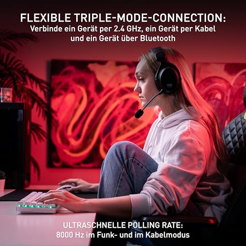 Cherry XTRFY MX 8.2 Pro TMR Wireless - Magnetisch-Mechanische TKL-Gaming-Tastatur, Anpassbare Cherry MK Crystal TMR Switches, PBT, Hot-Swap, RapidTrigger, SnapKey/SOCD, 8KHz, DE Layout QWERTZ, Weiß Bild 4