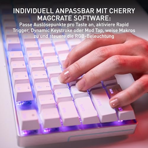 Cherry XTRFY MX 8.2 Pro TMR Wireless - Magnetisch-Mechanische TKL-Gaming-Tastatur, Anpassbare Cherry MK Crystal TMR Switches, PBT, Hot-Swap, RapidTrigger, SnapKey/SOCD, 8KHz, DE Layout QWERTZ, Weiß Bild 5