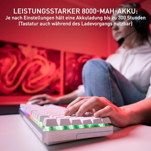 Cherry XTRFY MX 8.2 Pro TMR Wireless - Magnetisch-Mechanische TKL-Gaming-Tastatur, Anpassbare Cherry MK Crystal TMR Switches, PBT, Hot-Swap, RapidTrigger, SnapKey/SOCD, 8KHz, DE Layout QWERTZ, Weiß Bild 6