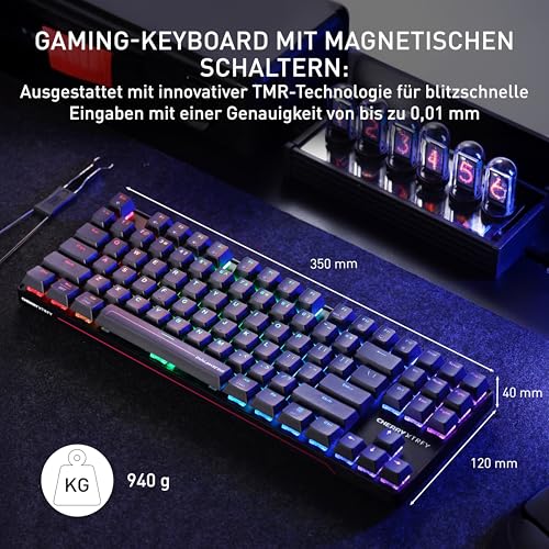 CHERRY XTRFY MX 8.2 Pro TMR Wireless - Magnetisch-Mechanische TKL-Gaming-Tastatur, Anpassbare CHERRY MK CRYSTAL TMR Switches, PBT, Hot-Swap, RapidTrigger, SnapKey/SOCD, 8KHz, DE Layout QWERTZ, Schwarz Bild 2