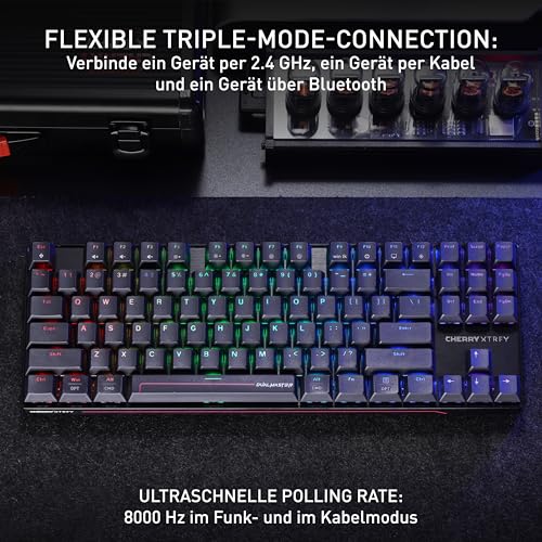 CHERRY XTRFY MX 8.2 Pro TMR Wireless - Magnetisch-Mechanische TKL-Gaming-Tastatur, Anpassbare CHERRY MK CRYSTAL TMR Switches, PBT, Hot-Swap, RapidTrigger, SnapKey/SOCD, 8KHz, DE Layout QWERTZ, Schwarz Bild 4