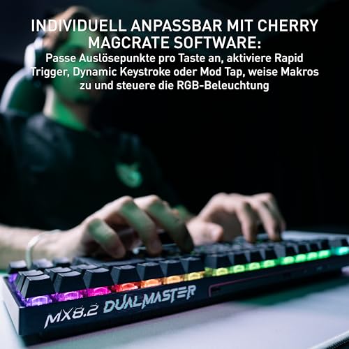 CHERRY XTRFY MX 8.2 Pro TMR Wireless - Magnetisch-Mechanische TKL-Gaming-Tastatur, Anpassbare CHERRY MK CRYSTAL TMR Switches, PBT, Hot-Swap, RapidTrigger, SnapKey/SOCD, 8KHz, DE Layout QWERTZ, Schwarz Bild 5