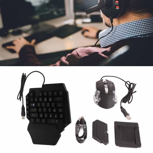 Tragbare -Gaming-Tastatur, 35-Tasten-Tastatur- und Maus-Kombination mit RGB-LED-Hintergrundbeleuchtung, 5.0-Konverter für Mobile PC Laptop PUBG-Spiele Bild 2
