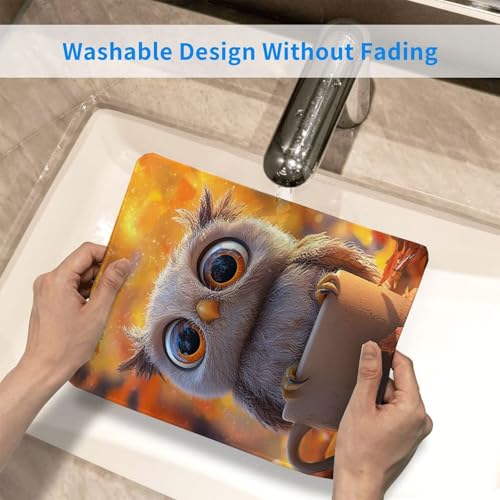 Mauspad Teetasse Eule, kleines Mousepad 26 x 21 cm, mit Rutschfester Gummiunterseite, wasserdichtes Mauspad, Gaming Mousepad für Damen, Herren, kabellose Maus Laptops, Zuhause, Büro, Reisen g-82 Bild 3
