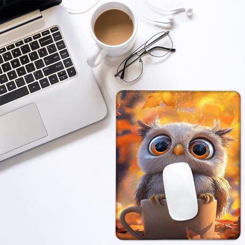 Mauspad Teetasse Eule, kleines Mousepad 26 x 21 cm, mit Rutschfester Gummiunterseite, wasserdichtes Mauspad, Gaming Mousepad für Damen, Herren, kabellose Maus Laptops, Zuhause, Büro, Reisen g-82 Bild 4