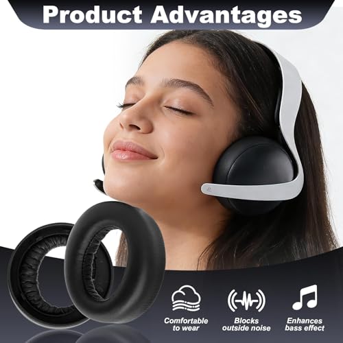 Ersatz Ohrpolster für Sony PlayStation 5 Pulse 3D Wireless Headset, 1 Paar Weiche Ohrpolster aus Proteinleder mit Memory Schaum, Langlebige Ersatzpolster für PS5 Kopfhörer in Schwarz Bild 4